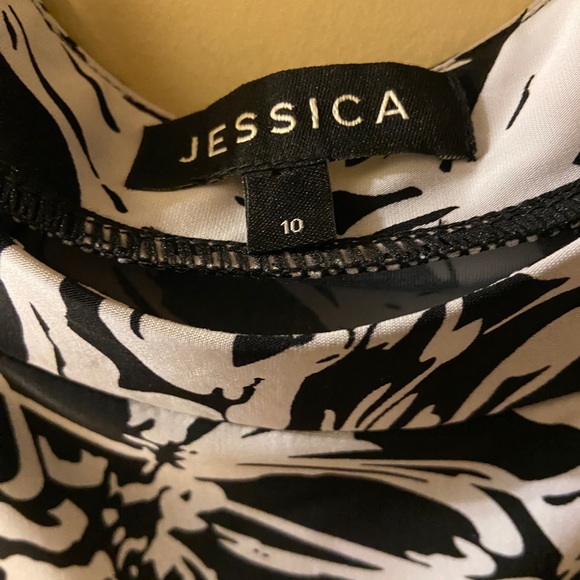 Jessica white & black flower midi dress size 10 - Picture 3 of 9